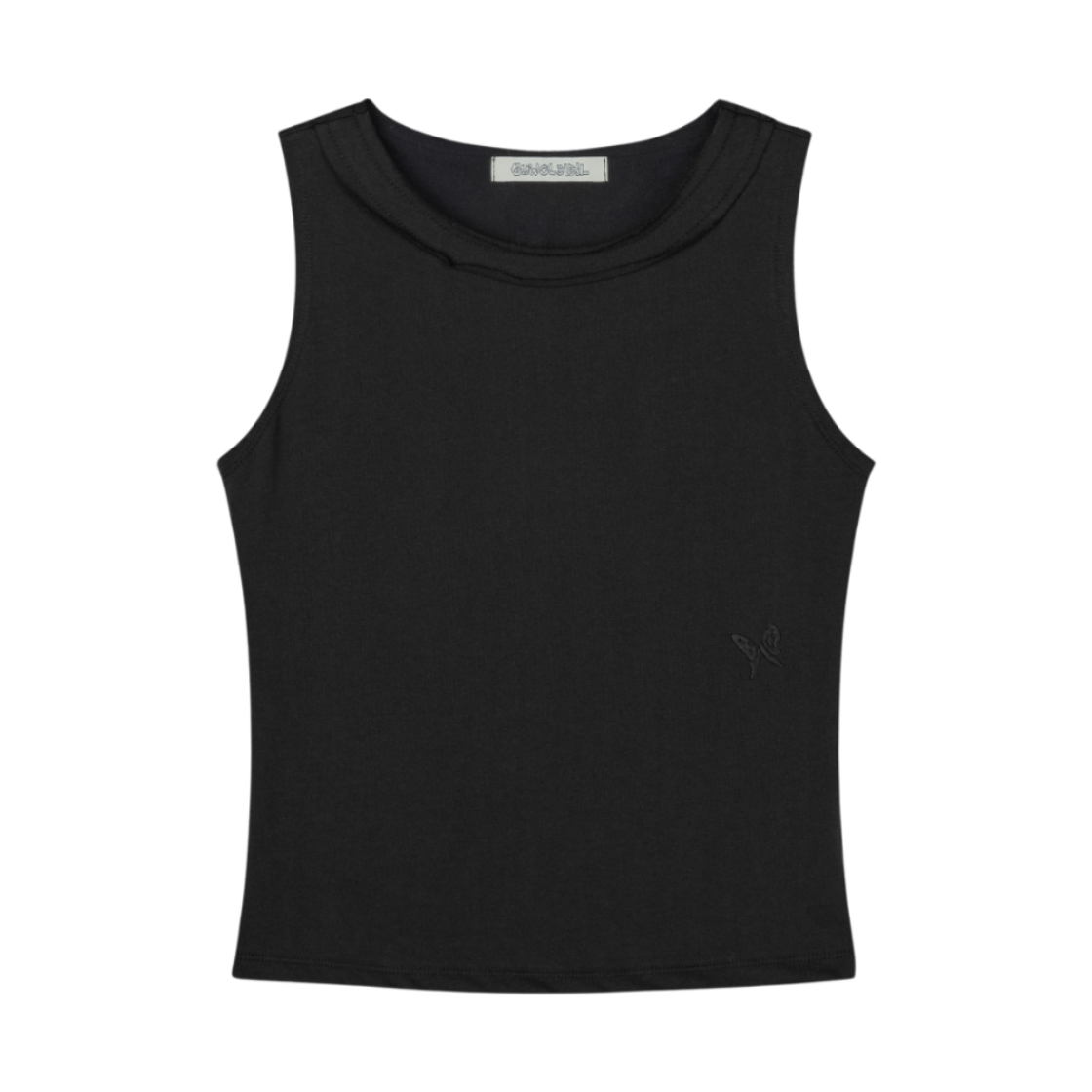 구월십일 네크 컷 엣지 슬리브리스 블랙(GUWOLSIBIL Neck Cut Edge Sleeveless Black) - 1