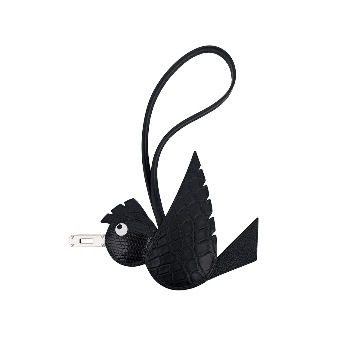 에르메스 엘리게이터 버디참 블랙 은장 K각인 (6HA0350)(Hermes Alligator Buddy Charm in Black Silver Hardware (K Engraving)) - 1
