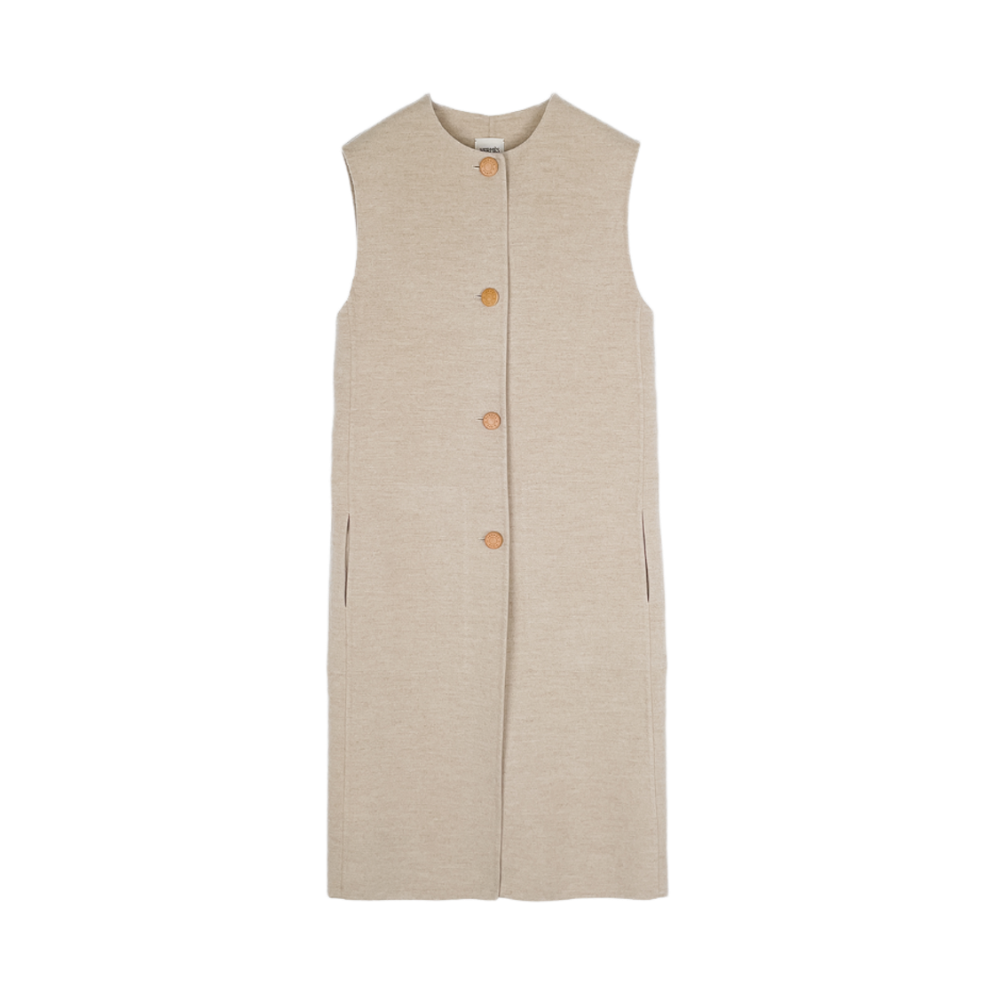 ITKT6IG8D7MR Hermes Cashmere Sleeveless Long Coat Beige Natural