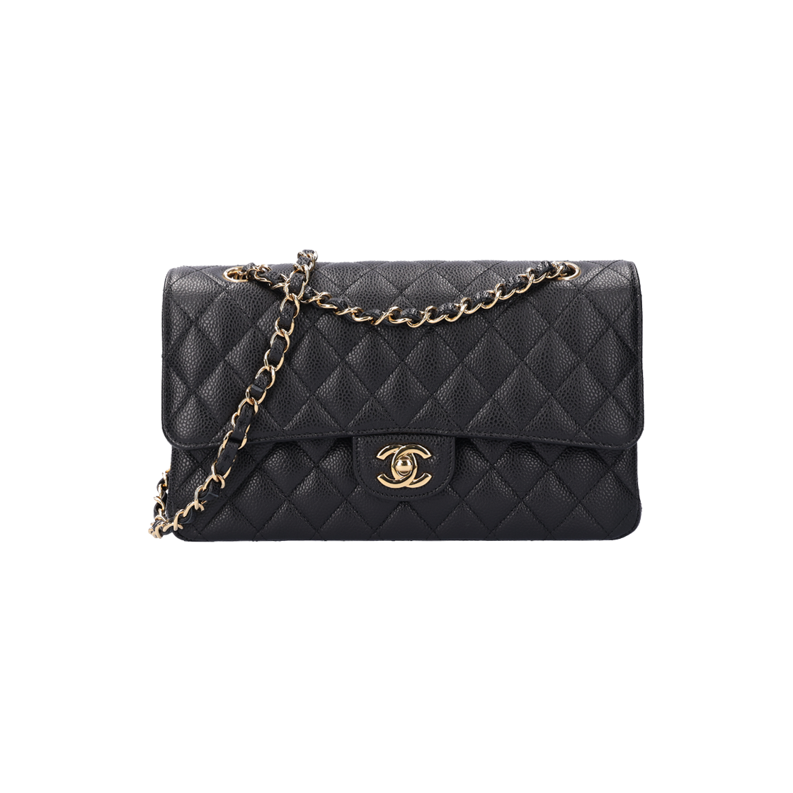 IT9CFIFP5PRT Chanel A01112 Classic Medium Flap Bag Grained Calfskin & Black Gold Hardware