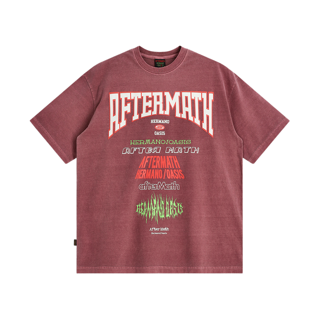 애프터매스 피그 다이드 투어 티 버건디(Aftermath Pig Dyed Tour Tee Burgundy)