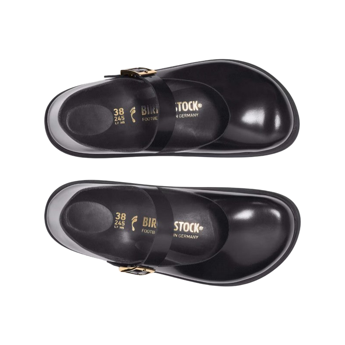 (W) 버켄스탁 만토바 컵 솔 내츄럴 레더 페이턴트 하이 샤인 블랙 - 레귤러((W) Birkenstock Mantova Cup Sole Natural Leather Patent High Shine Black - Regular) - 2