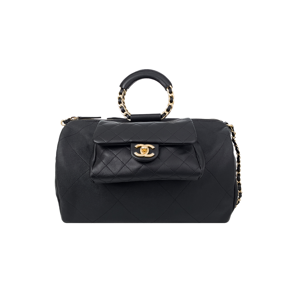 IT56SI9LLPJ8 Chanel 20C In The Loop Bowling Bag Black Vintage Gold Hardware Caviar & Lambskin