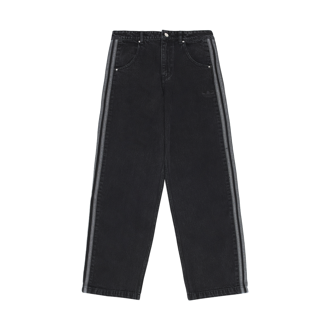 아디다스 아디컬러 데님 파이어버드 팬츠 트루 블랙 데님 - KR 사이즈(Adidas Adicolor Denim Firebird Pants True Black Denim - KR Sizing)