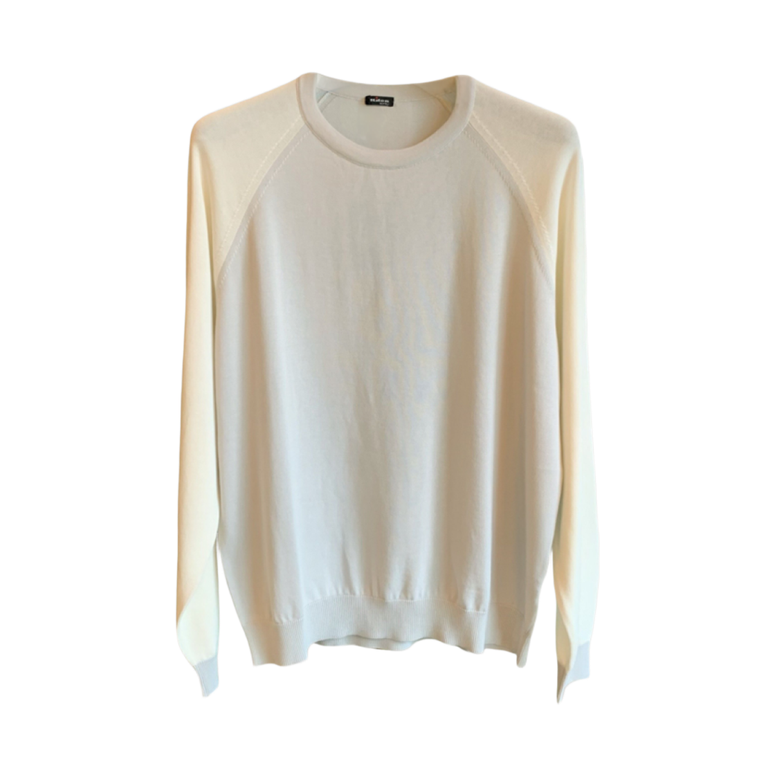 UMK065301 Kiton Knit Roundneck Color Block T-Shirt White Gray