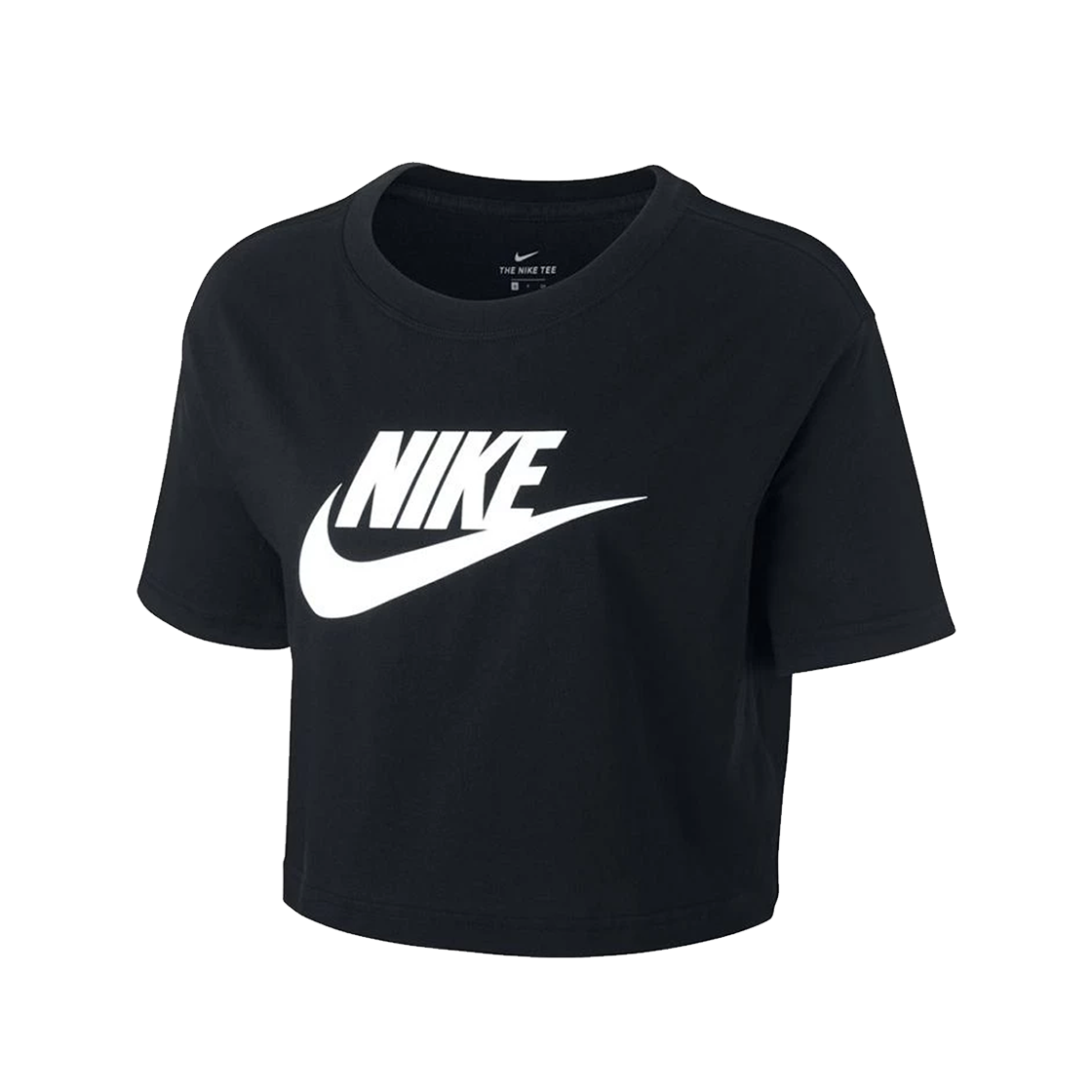 (W) 나이키 NSW 에센셜 크롭 숏슬리브 티셔츠 블랙 - US/EU((W) Nike NSW Essential Crop Short Sleeve T-Shirt Black - US/EU)