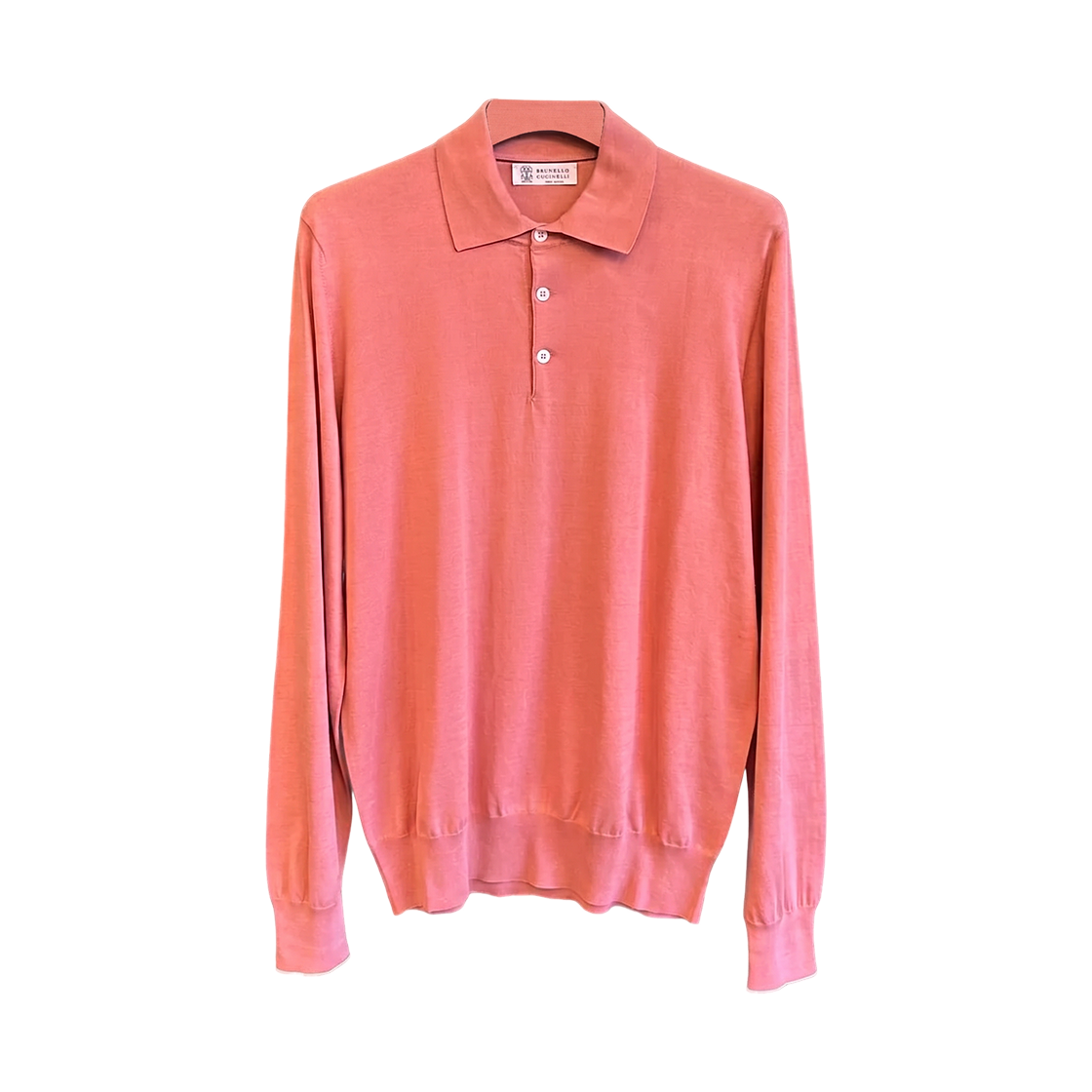 M29800135-CDW78 Brunello Cucinelli Cotton Lightweight Knit Polo Shirt Pink