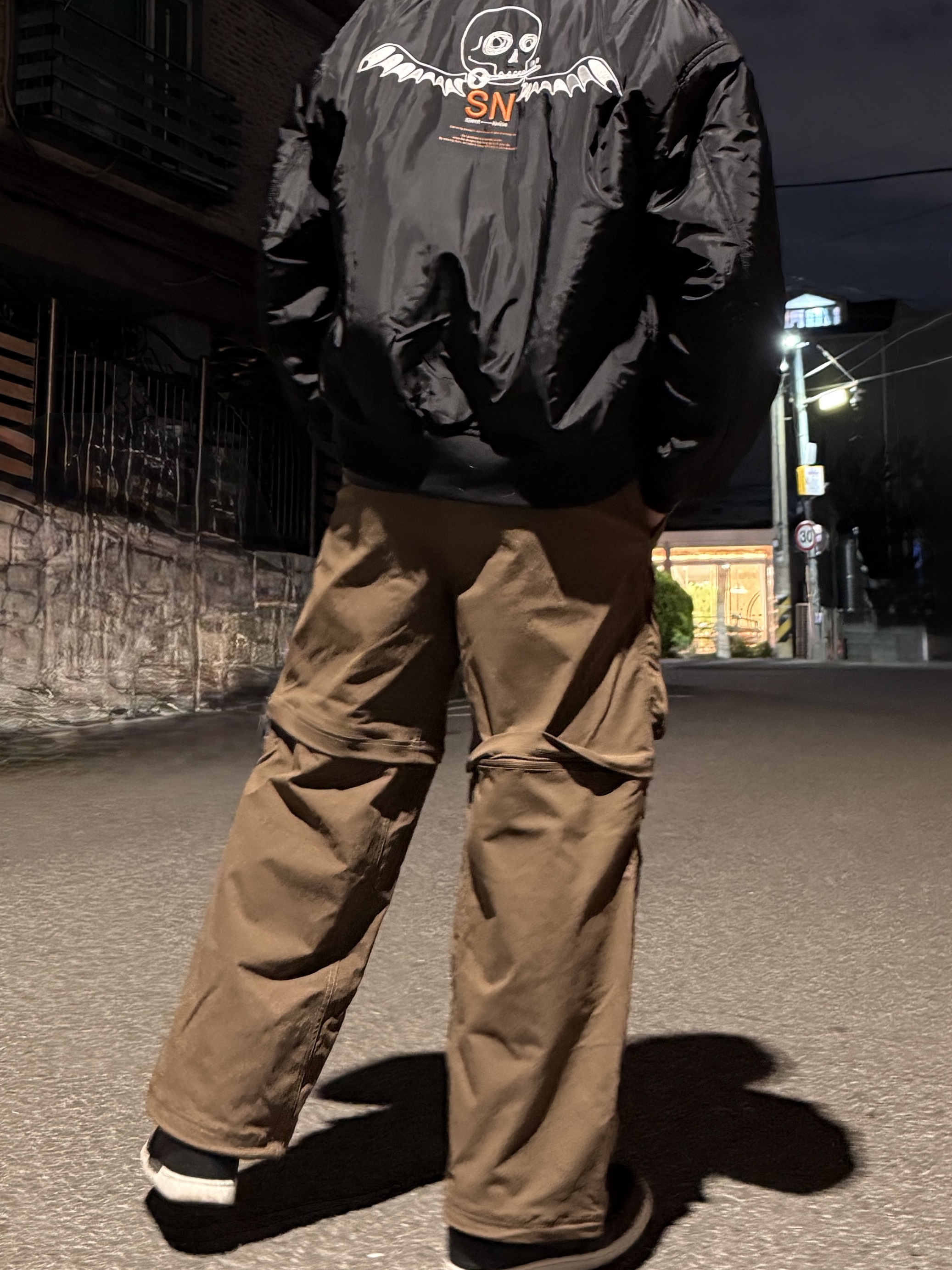 GU x Undercover Fake Leather Reversible Blouson Black 착용 스타일