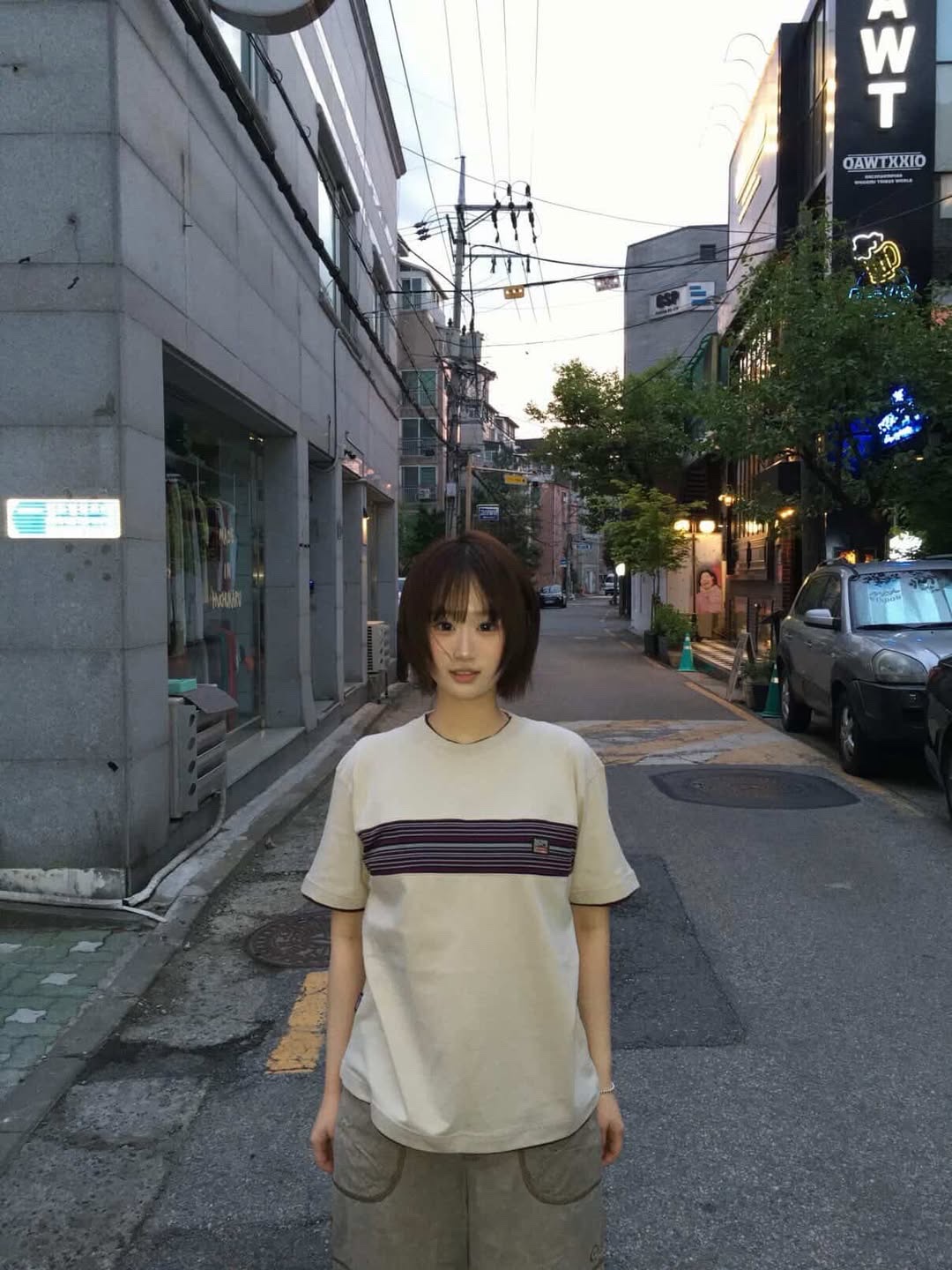 SPORT CHAMBER Spectrum T-shirt LIGHT BEIGE 착용 스타일 - 3