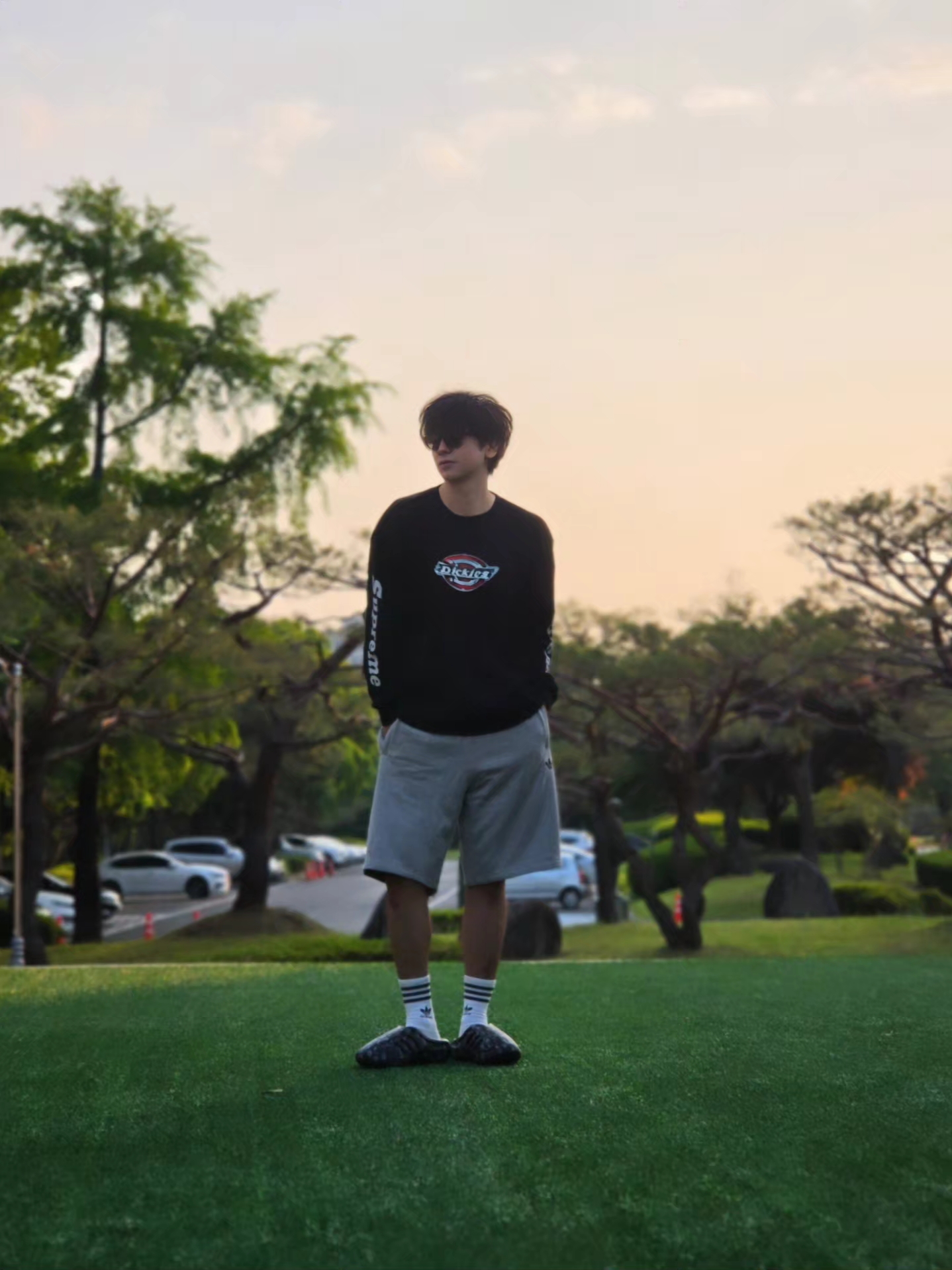 Adidas 3-Stripes Shorts Medium Grey Heather - US Sizing, Adidas 3-Stripes Shorts Medium Grey Heather - KR Sizing 착용 스타일 - 3