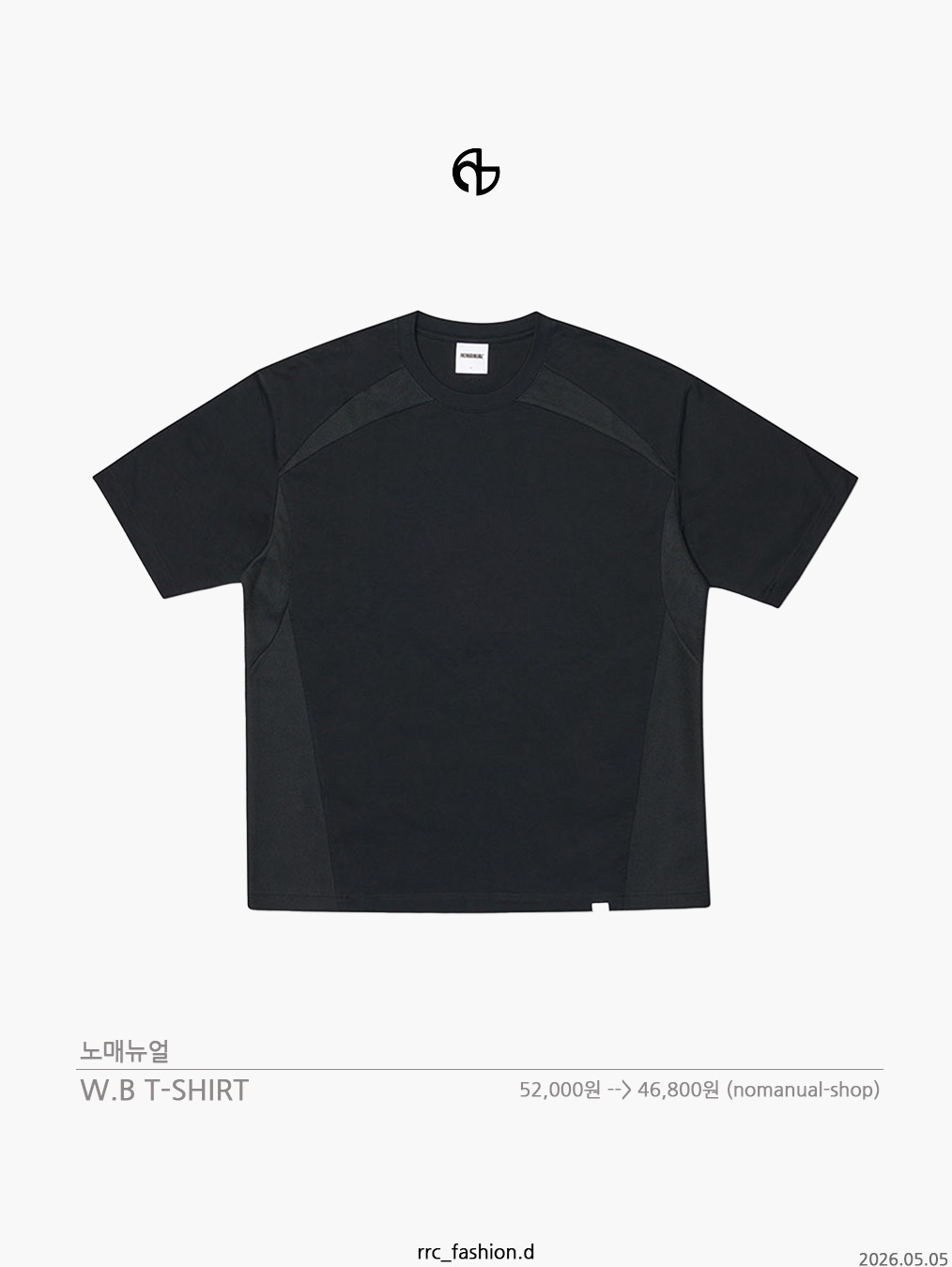 NOMANUAL W.B T-shirt Black, Riomeu Unbalance Incision Short Sleeve Chacoal 착용 스타일 - 2