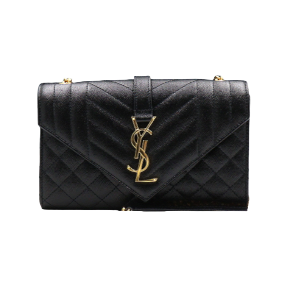 ITPT3LAJ3KNE Saint Laurent Monogram Quilted Envelope Shoulder Bag Gold Chain