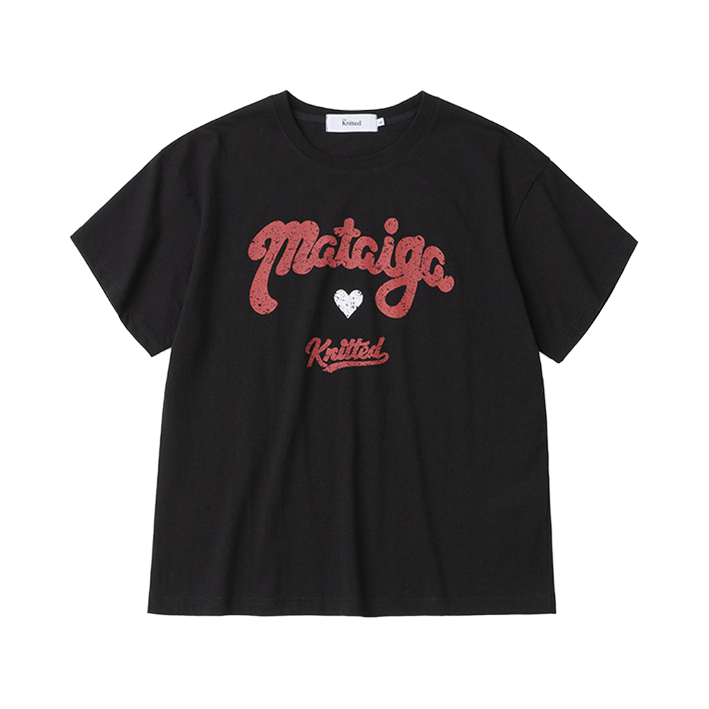 니티드 mataiga 크롭 티셔츠 블랙(Knitted Mataiga Crop T-Shirts Black)