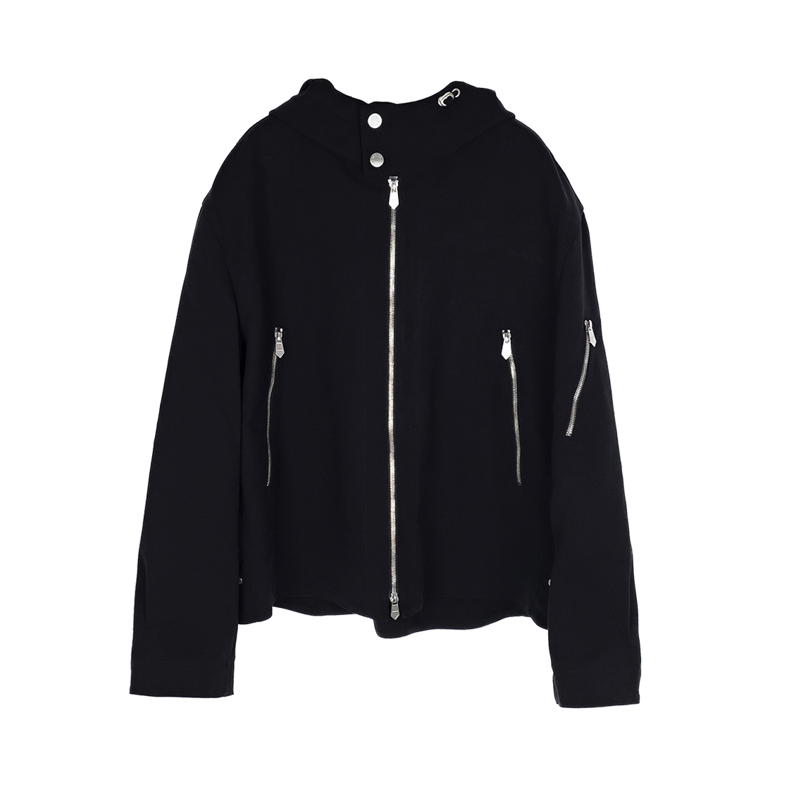 ITMNOI2REBMK Hermes 26SS Double Crepe Men Zip Hoodie Jacket Black (6HA0485)