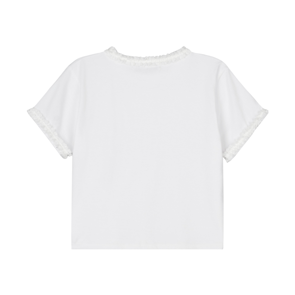 구월십일 레이스 세미 크롭 반팔 티셔츠 화이트(GUWOLSIBIL Lace Semi Crop Top White) - 2