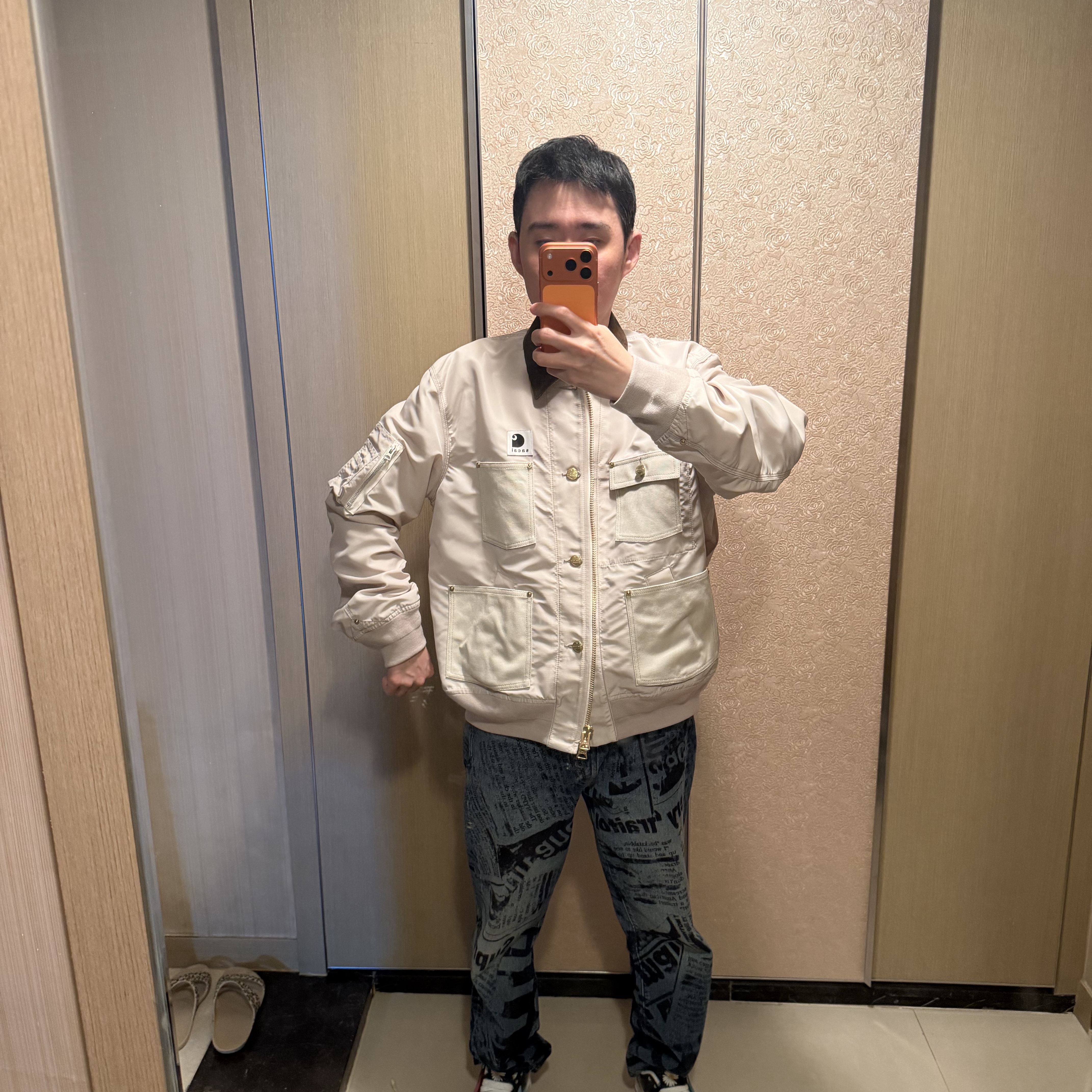 Sacai x Carhartt WIP Nylon Twill X Duck Blouson Sacai Ivory 착용 스타일 - 4