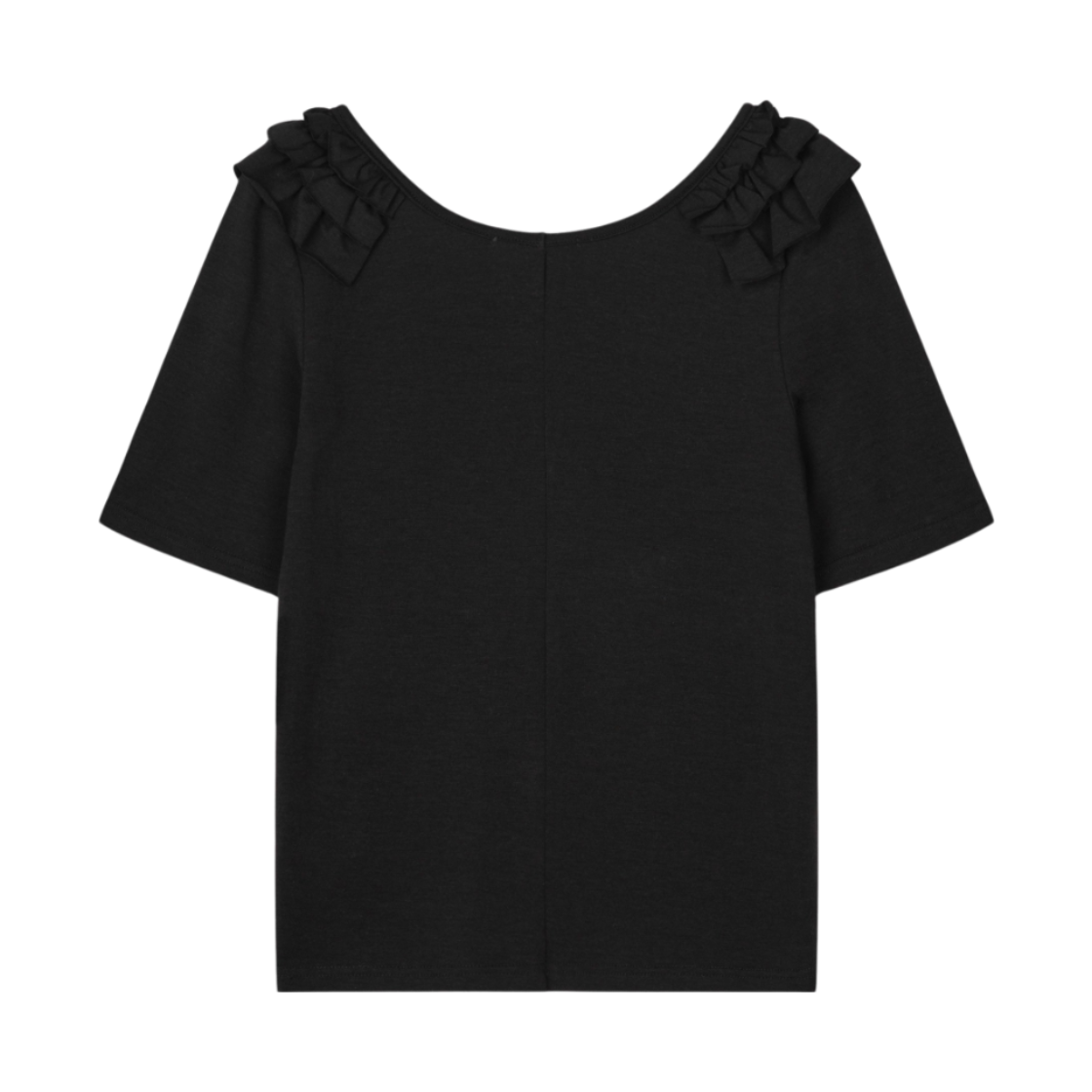 구월십일 프릴 유넥 반팔 티셔츠 블랙(GUWOLSIBIL Frill U-Neck Short Sleeve Top Black) - 2