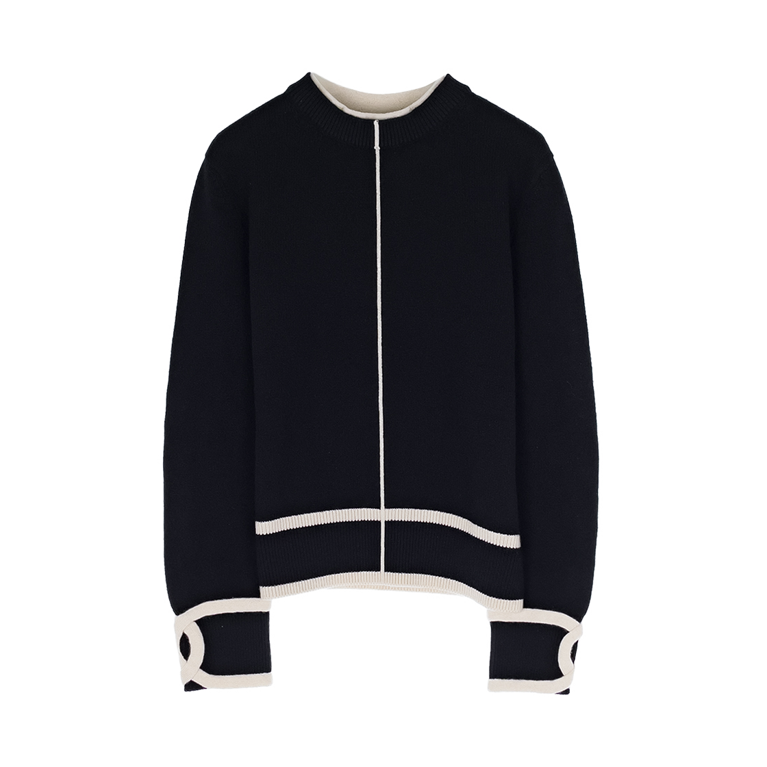 샤넬 26S CC로고 캐시미어 라이닝 풀오버 34 블랙 & 에크루(6ET0802)(Chanel 26S CC Logo Cashmere Lined Pullover Black & Ecru (6ET0802)) - 1