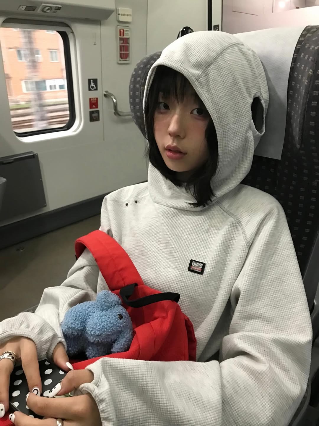 SPORT CHAMBER SC Waffle Ear-Open Hood T-shirt 1% Gray 착용 스타일 - 1