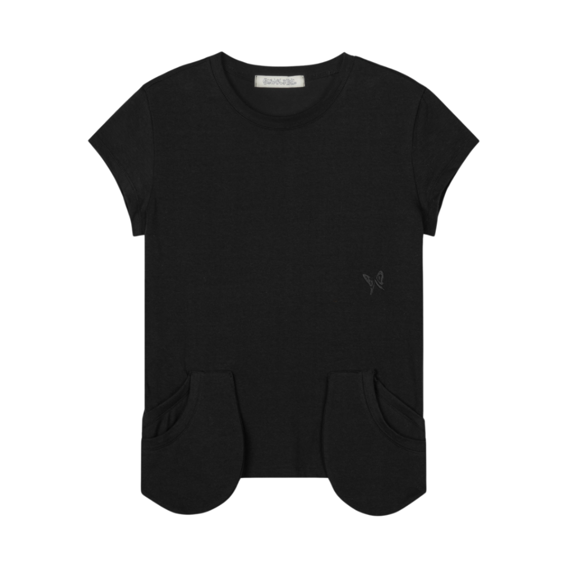 구월십일 네크 레이어 숏 반팔 티셔츠 블랙(GUWOLSIBIL Neck Layer Short Sleeve Top Black)