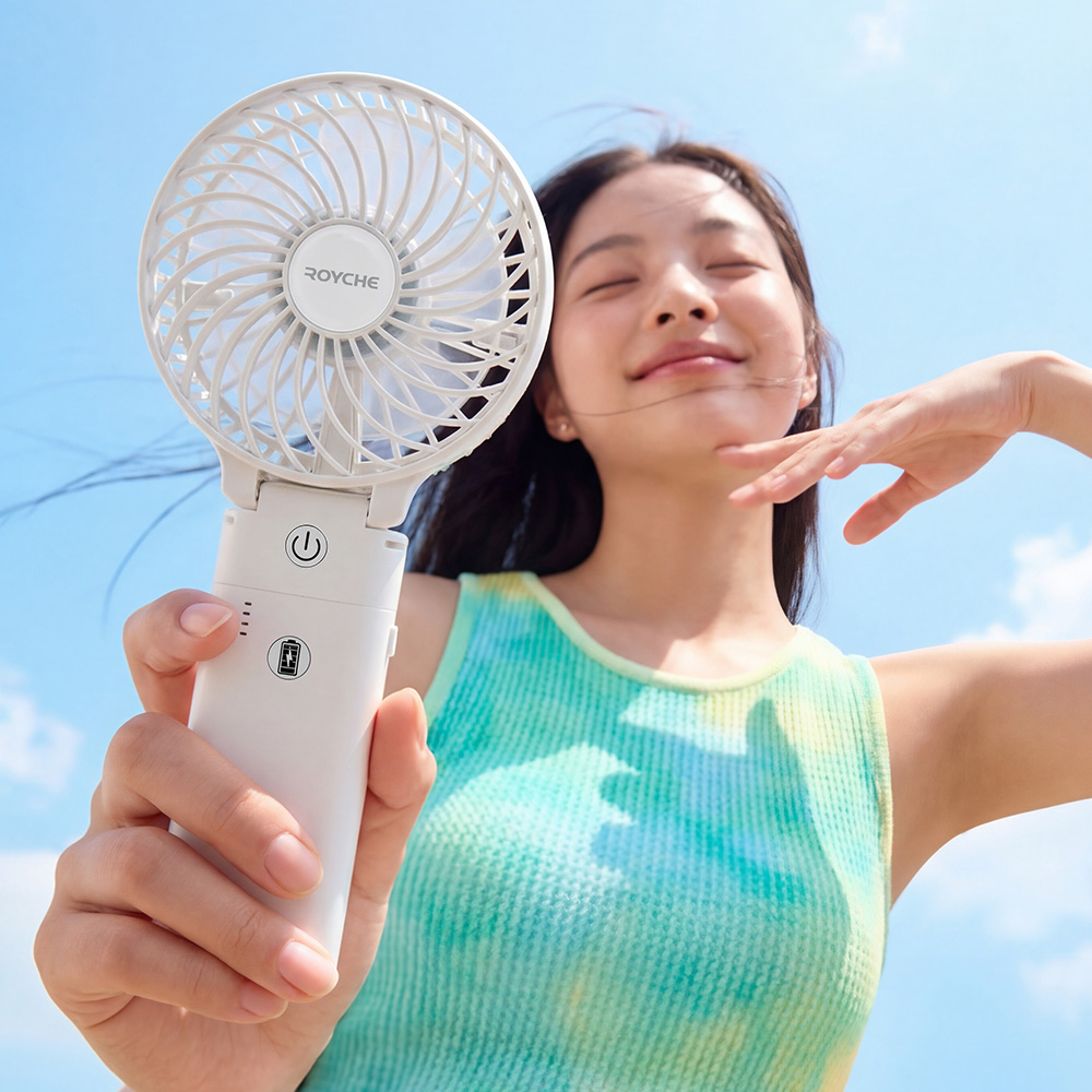 로이체 3in1 충전 접이식 휴대용 보조배터리 겸용 핸디형 선풍기(Royche 3-in-1 Multi-Function Foldable Handheld Fan with Power Bank Feature) - 3