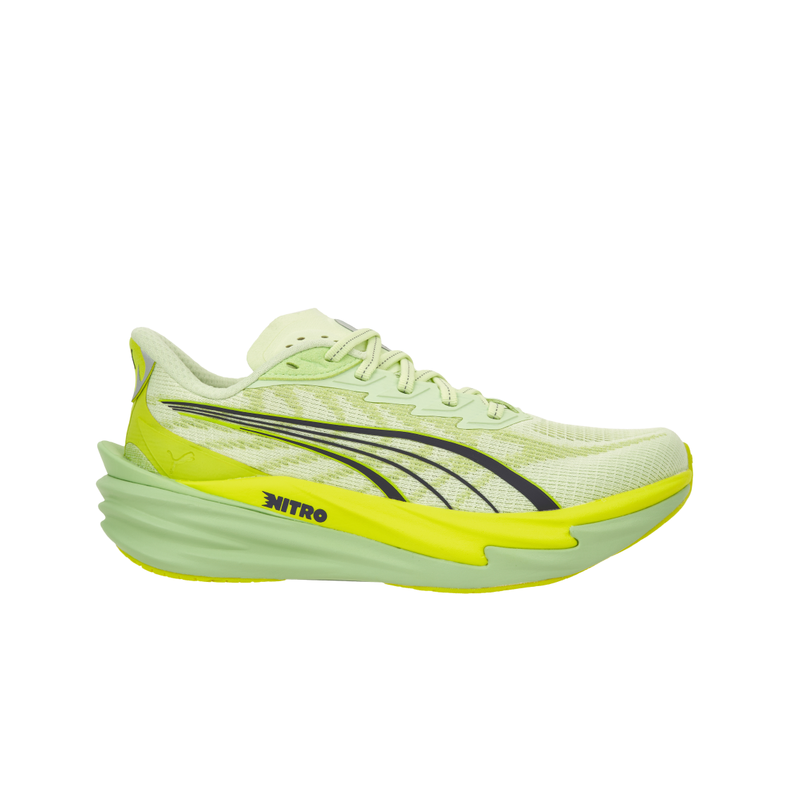 (W) 푸마 디비에이트 나이트로 4 와이드 애플 스프리츠 럭스 라임((W) Puma Deviate Nitro 4 Wide Apple Spritz Lux Lime) - 1