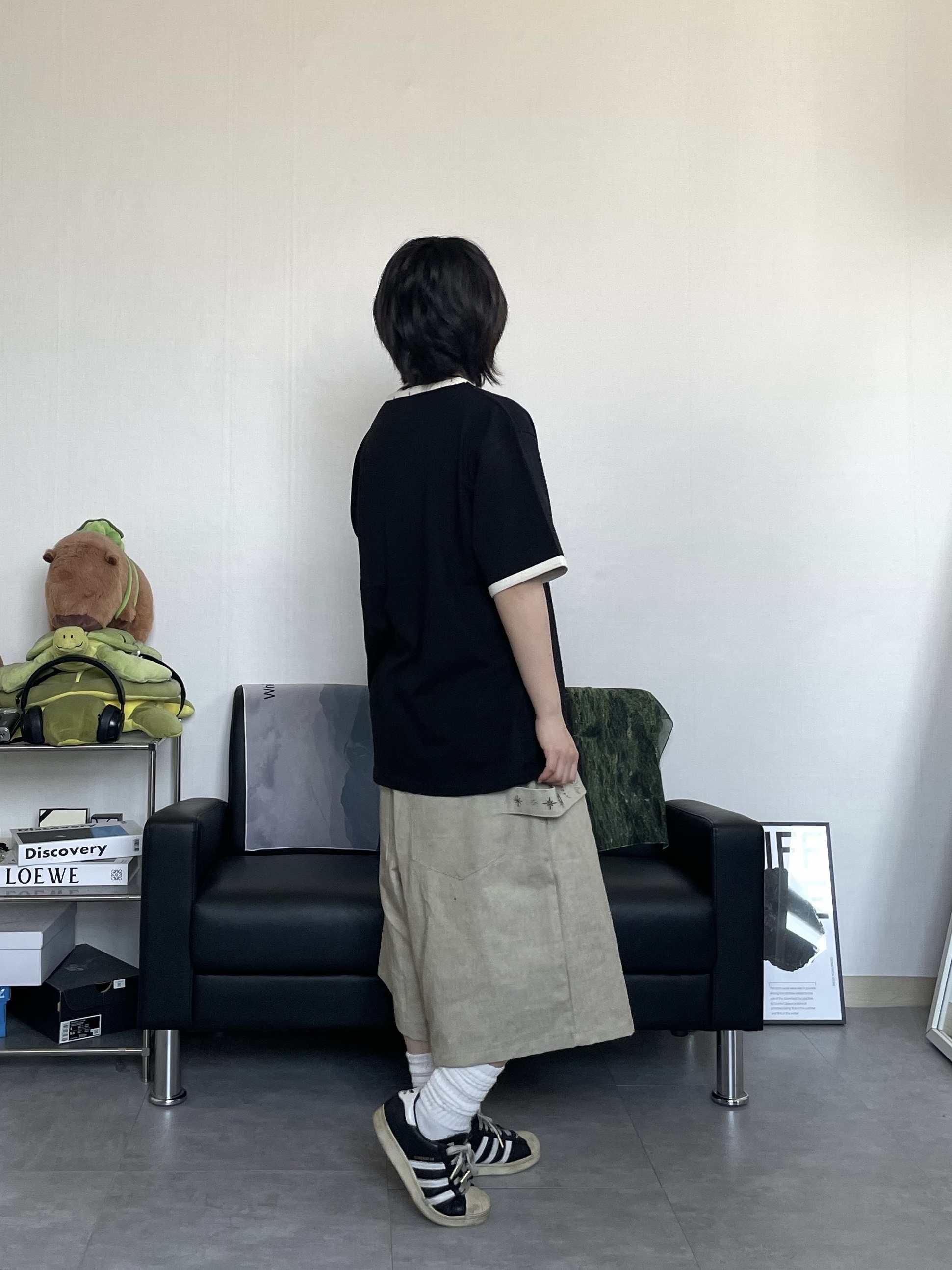 Hello Sunrise H Logo Cotton Relaxed Fit 6Panel Cap Beige 착용 스타일 - 8