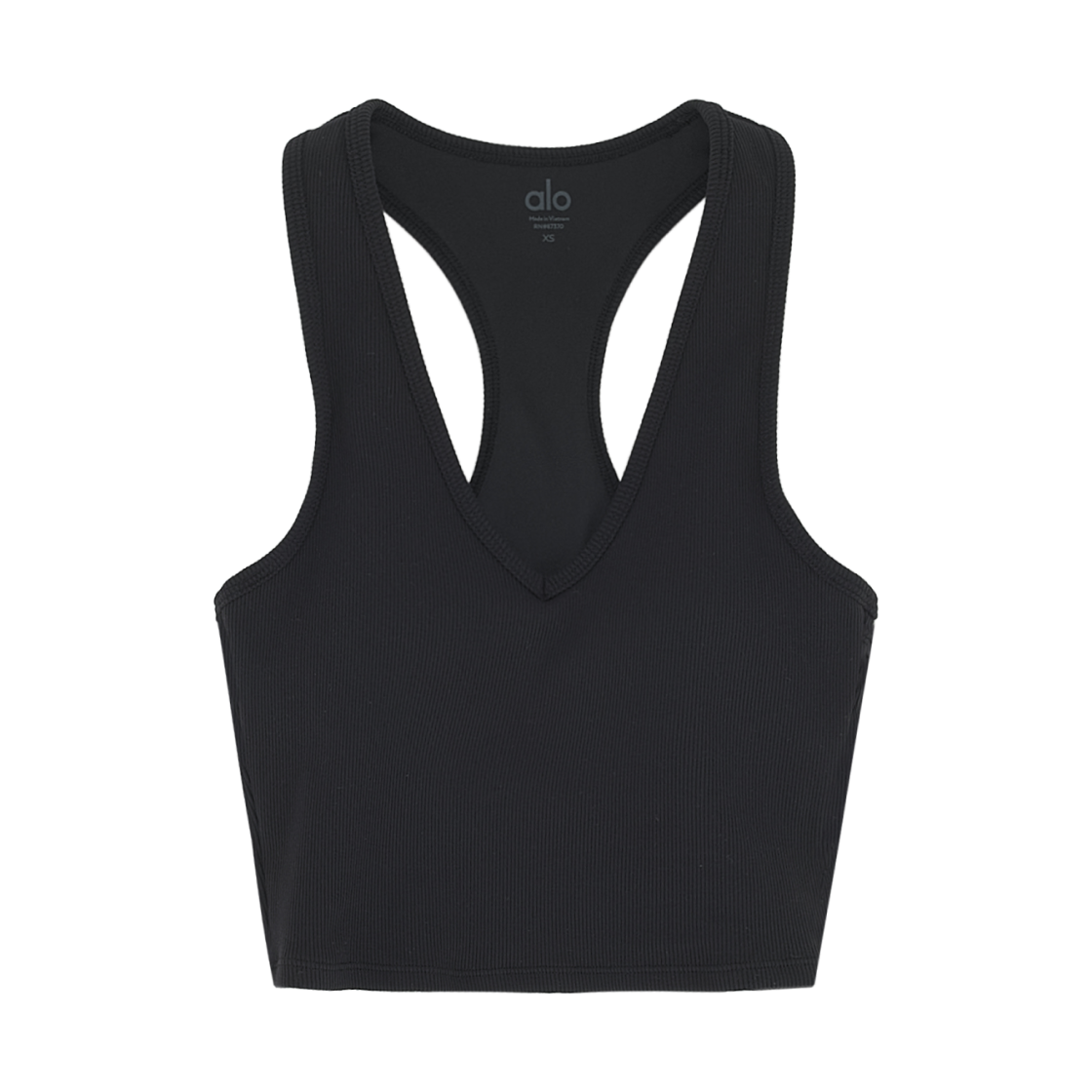 (W) 알로 요가 가디스 립드 크롭 레이서백 탱크 블랙((W) Alo Yoga Goddess Ribbed Cropped Racerback Tank Black) - 1
