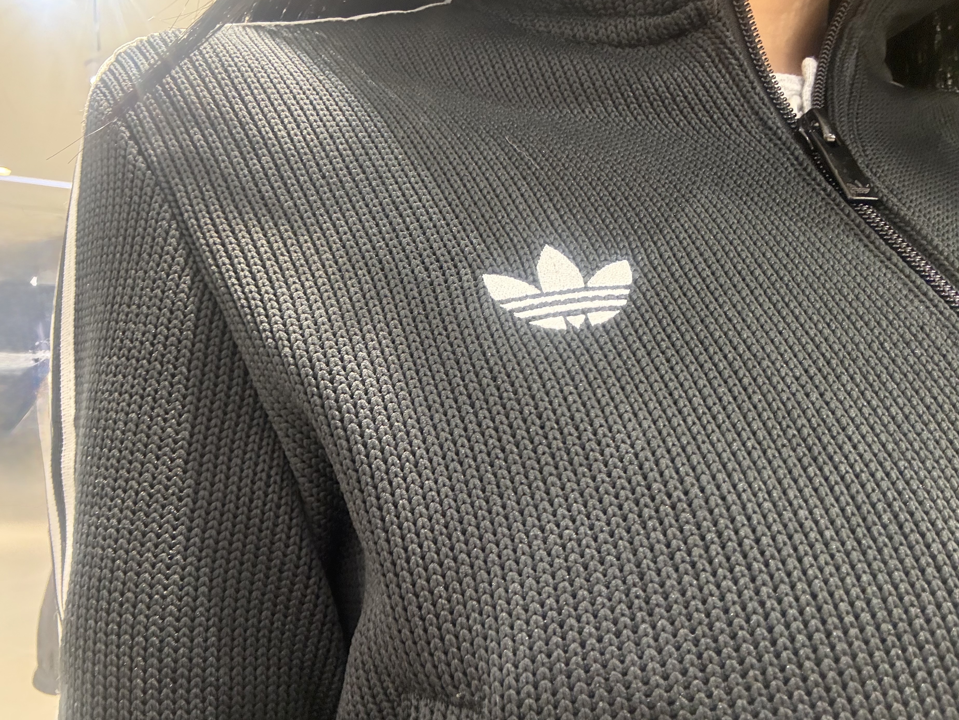 (W) Adidas Firebird Adicolor Knit Track Top Black White - US Sizing 착용 스타일