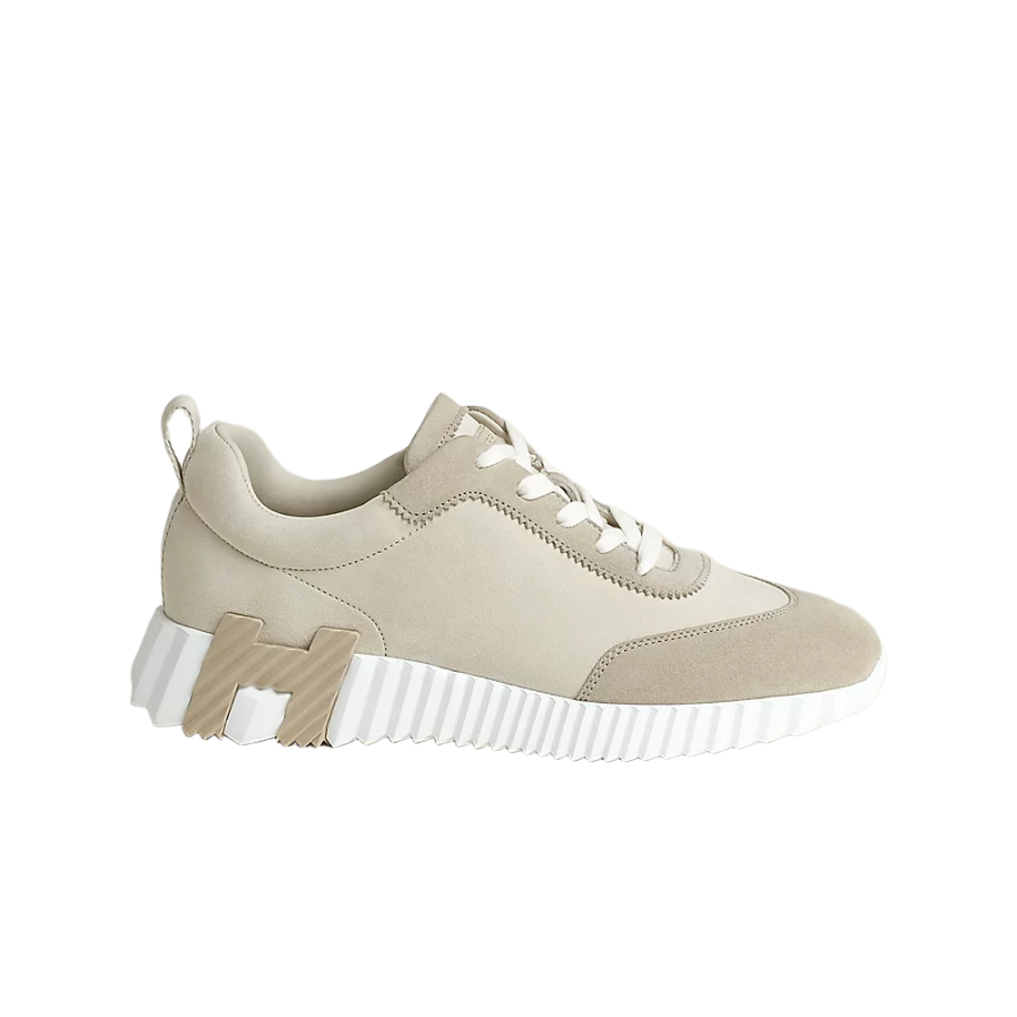H231004ZF8 (W) Hermes Bouncing Sneakers Suede Goatskin & Beige Glaise Esquisse