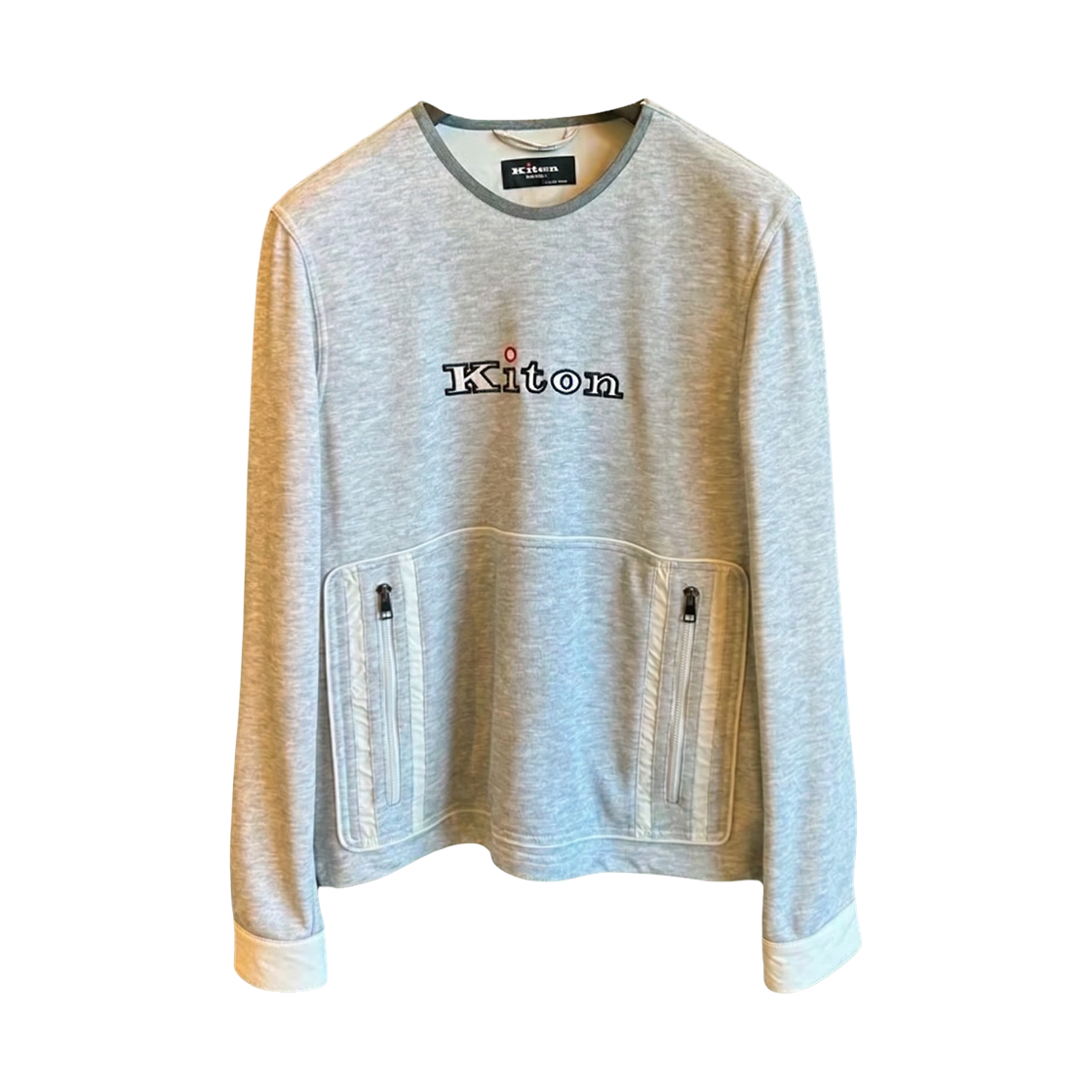 키톤 로고 자수 지퍼 디테일 스웨트셔츠 그레이(Kiton Logo Embroidered Zipped Detail Sweatshirt Gray)