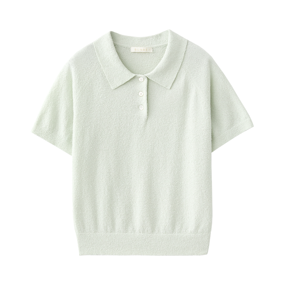 (우먼)코튼 부클 버튼 카라 니트 민트((W) Suare Women Cotton Boucle Button Collar Knit Mint)