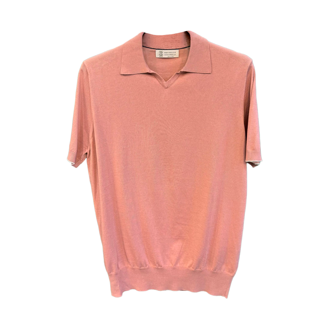 브루넬로 쿠치넬리 코튼 잉글리시 폴로 스웨터 핑크(Brunello Cucinelli Cotton English Polo Sweater Pink) - 1