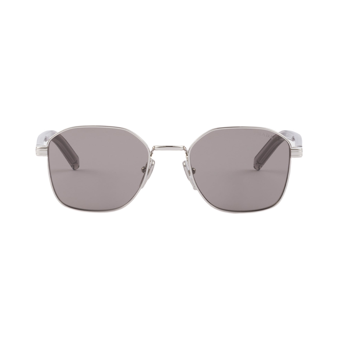 SPRC50-E1BC-FE80Q Prada Sunglasses with The Iconic Metal Plaque Grey Lenses