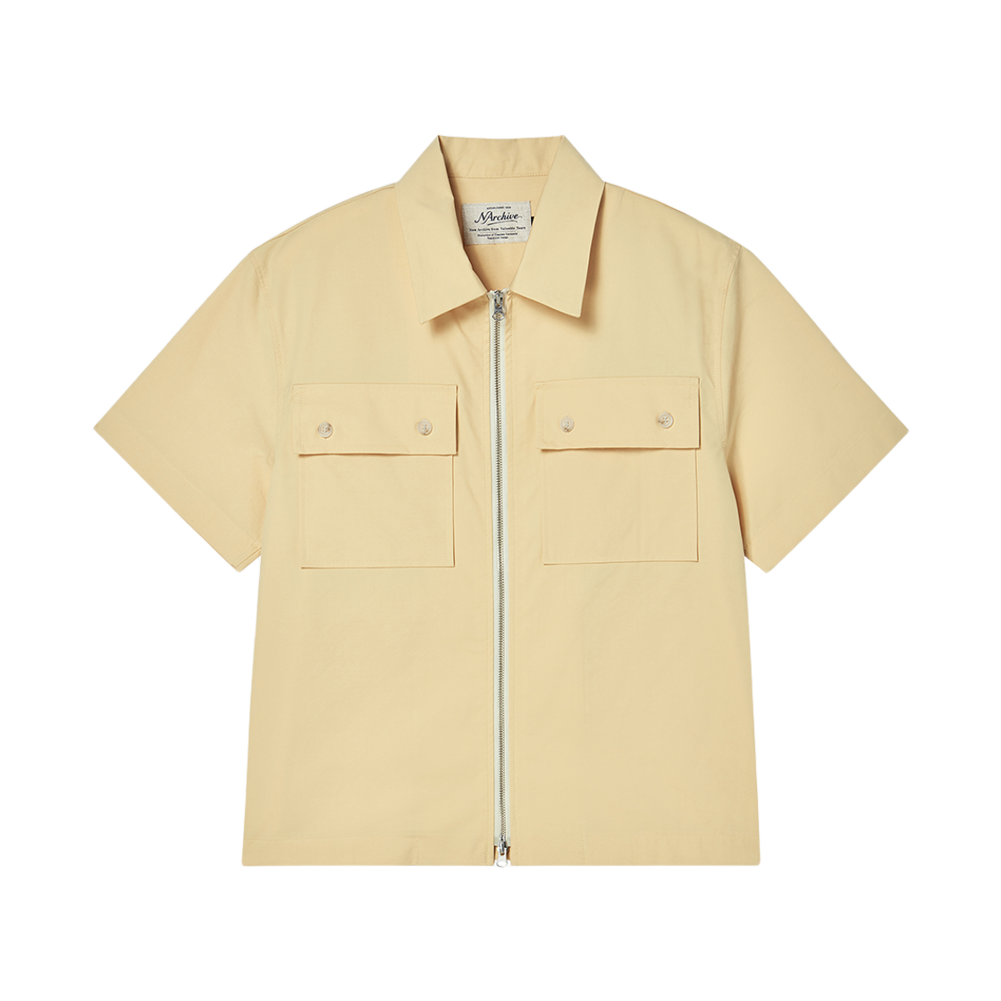 엔 아카이브 럭스 가먼츠 페브릭 포켓 집업 셔츠 버터(N ARCHIVE Lux Garments Fabric Pocket Zip-Up Shirts Butter)