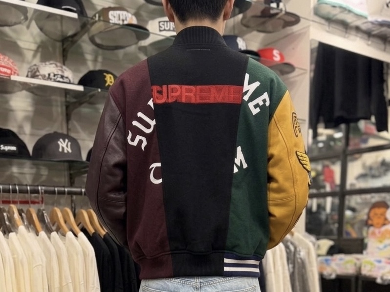 Supreme x MM6 Maison Margiela Split Varsity Jacket Multicolor - 24SS 착용 스타일