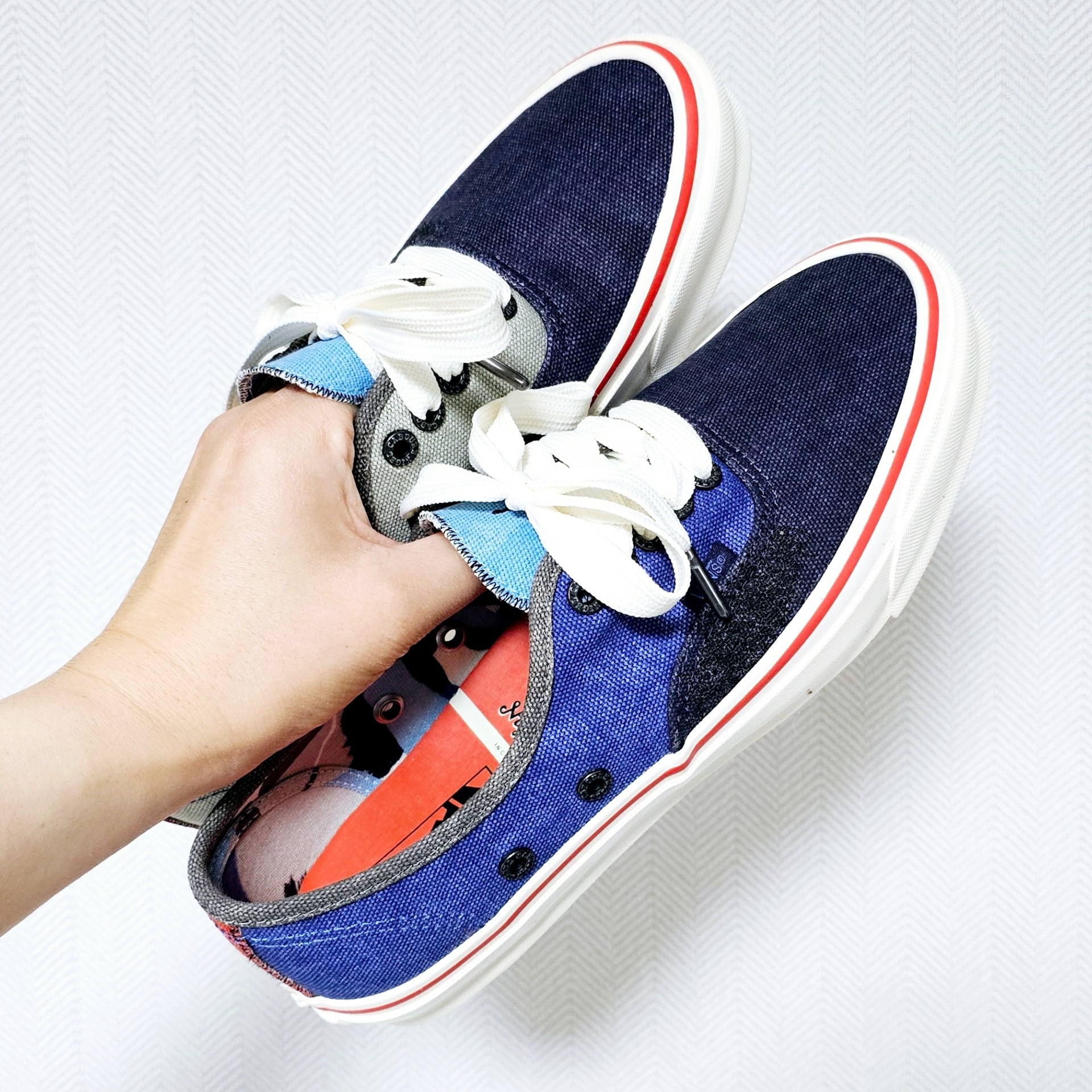 Vans Vault x Nigel Cabourn OG Authentic LX Crazy Navy Mix 착용 스타일
