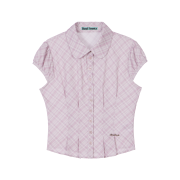 Rosefrantz Check Puff Short Sleeve Blouse [Pink]