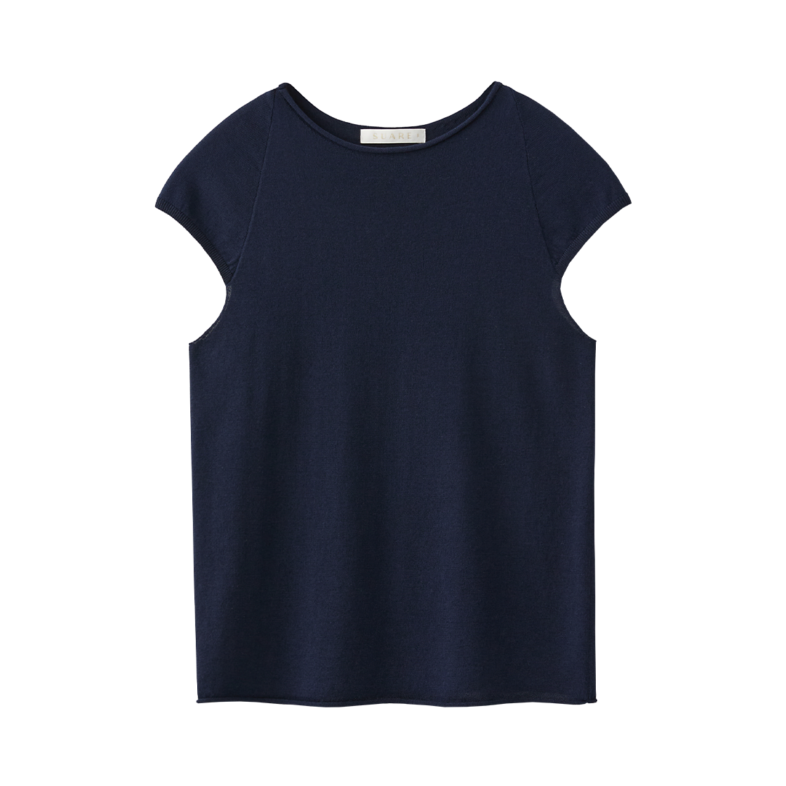 (우먼)컷오프 캡 슬리브 네이비((W) Suare Women Cut-Off Neck Cap Sleeve Knit Navy)