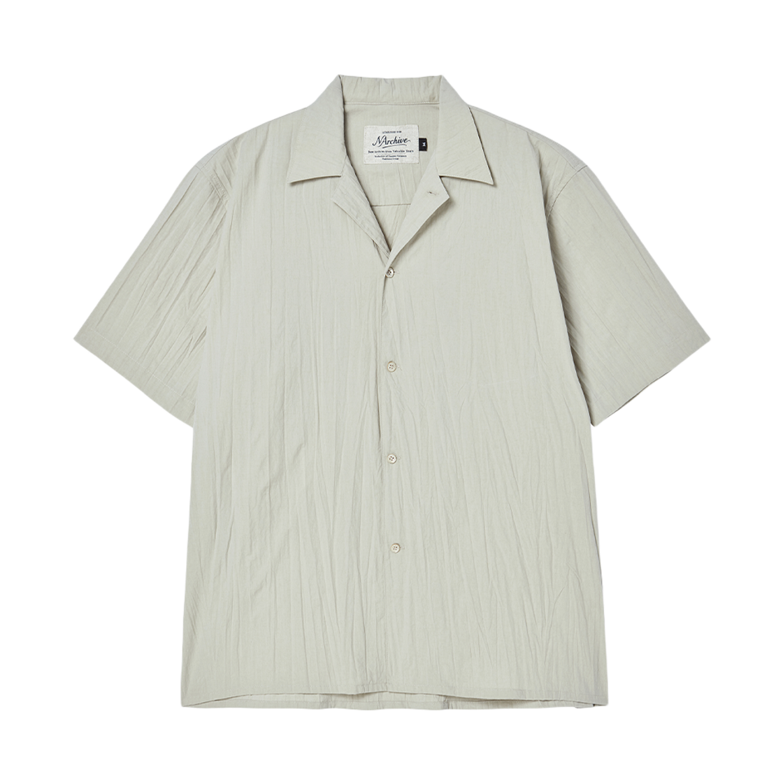 엔 아카이브 크리즈 코튼 오픈 카라 반팔 셔츠 베이지(N ARCHIVE Crease Cotton Open Collar Shirts Beige)