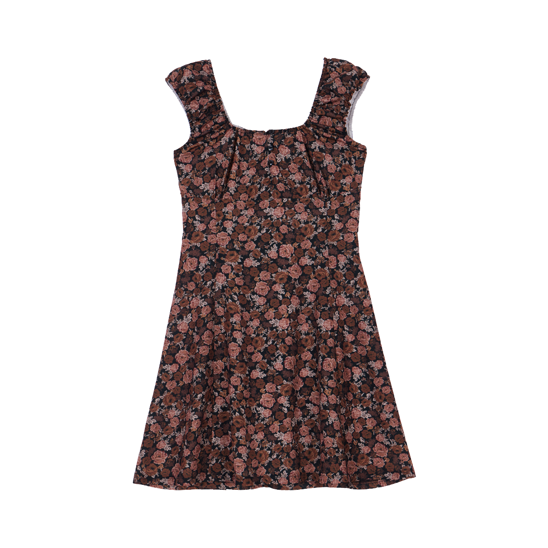 RS26UOP110BLK Rosefrantz Vintage Flower Shirring Dress [Black]