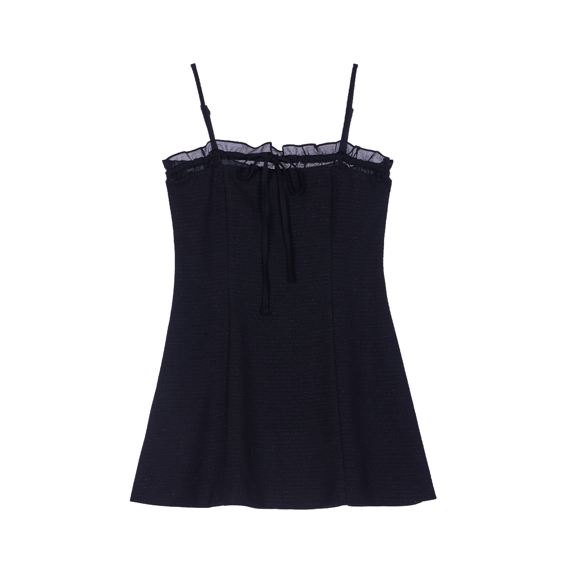 RS26UOP109BLK Rosefrantz Tweed Ribbon Tie Mini Dress [Black]