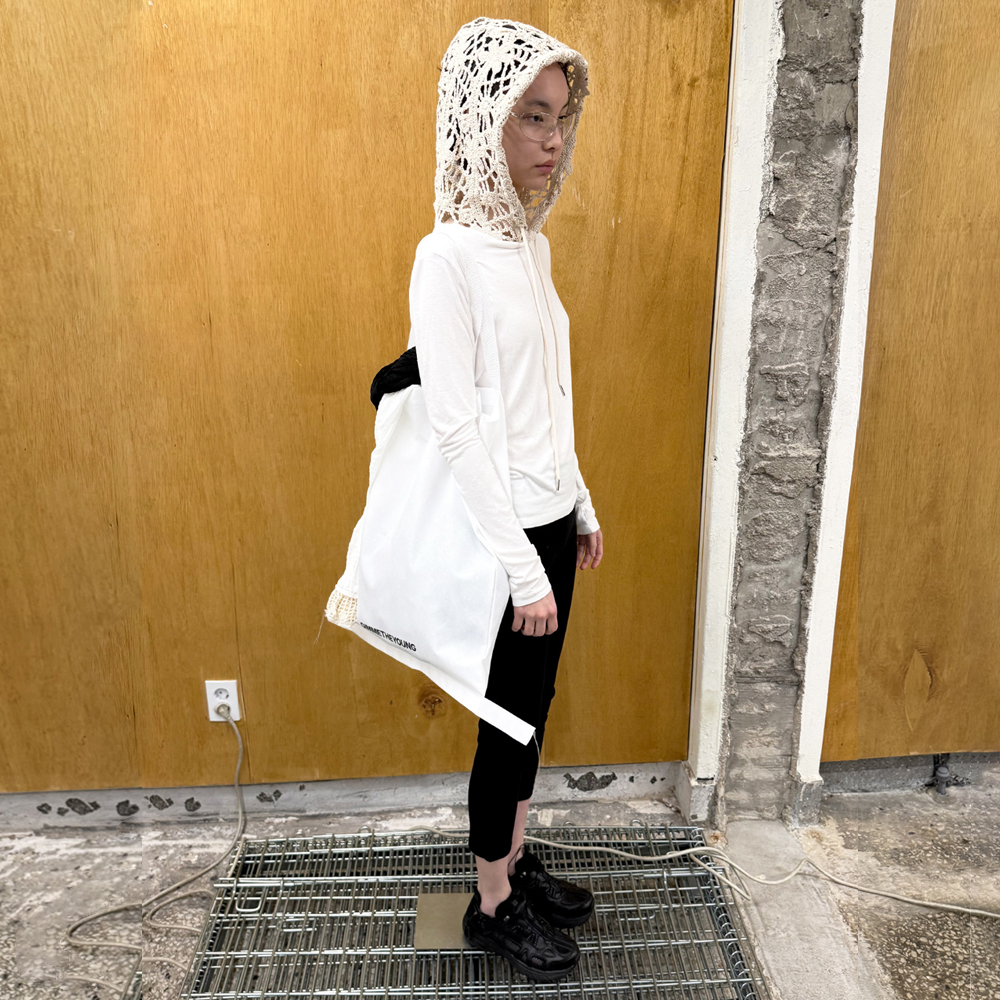 김미더영 크로셰 후드 탑 화이트(GIMMETHEYOUNG Crochet Hood Top White) - 2