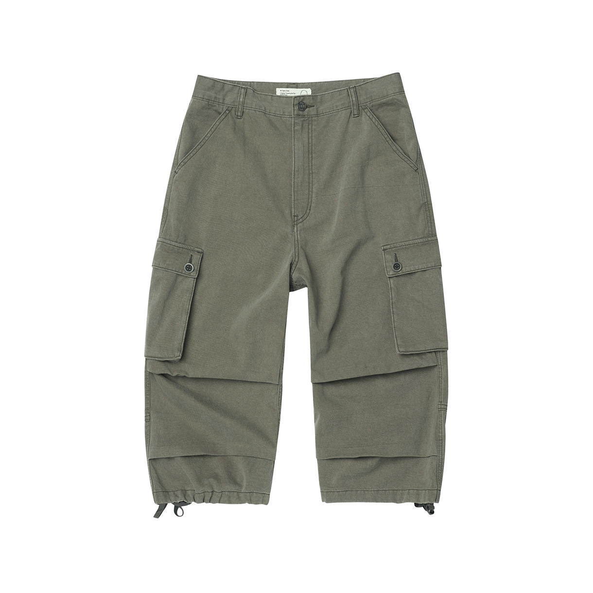 조우 빈티지 밀리터리 카프리 카고 팬츠 워시드 카키(CHOWOO Vintage Military Capri Cargo Pants Washed Khaki)