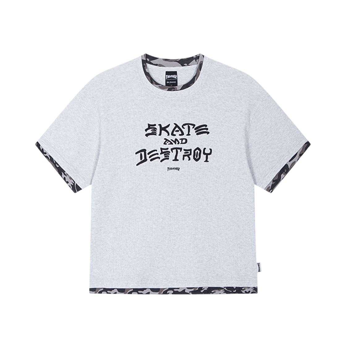 트레셔 와플 레이어드 링거 티셔츠 화이트멜란지(Thrasher Waffle Layered Ringer T-Shirt Gray) - 1