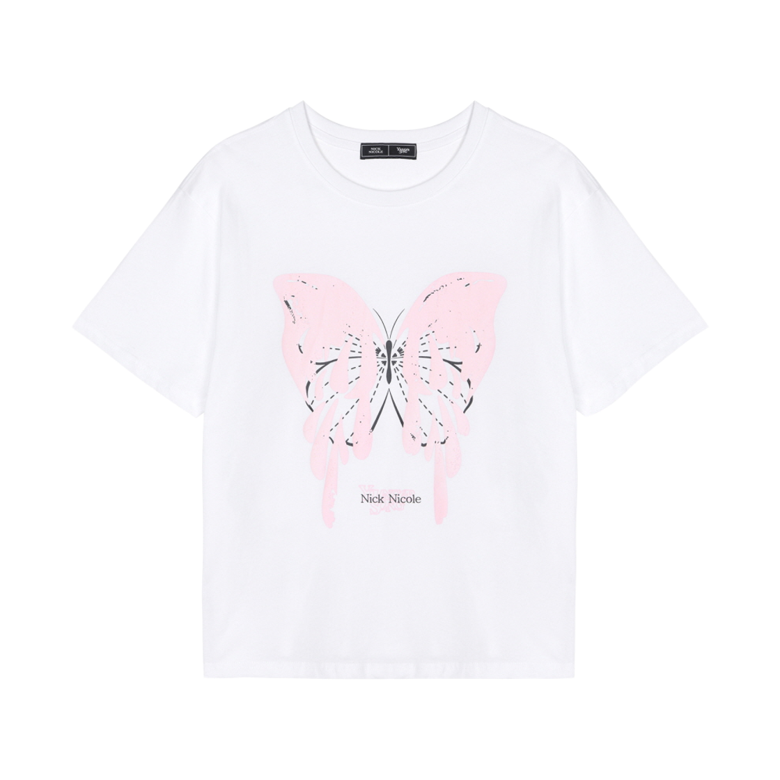 닉앤니콜 영거송 멜팅 버터플라이 탑 화이트 핑크(NICK&NICOLE × YOUNGER SONG Melting Butterfly Top White Pink)