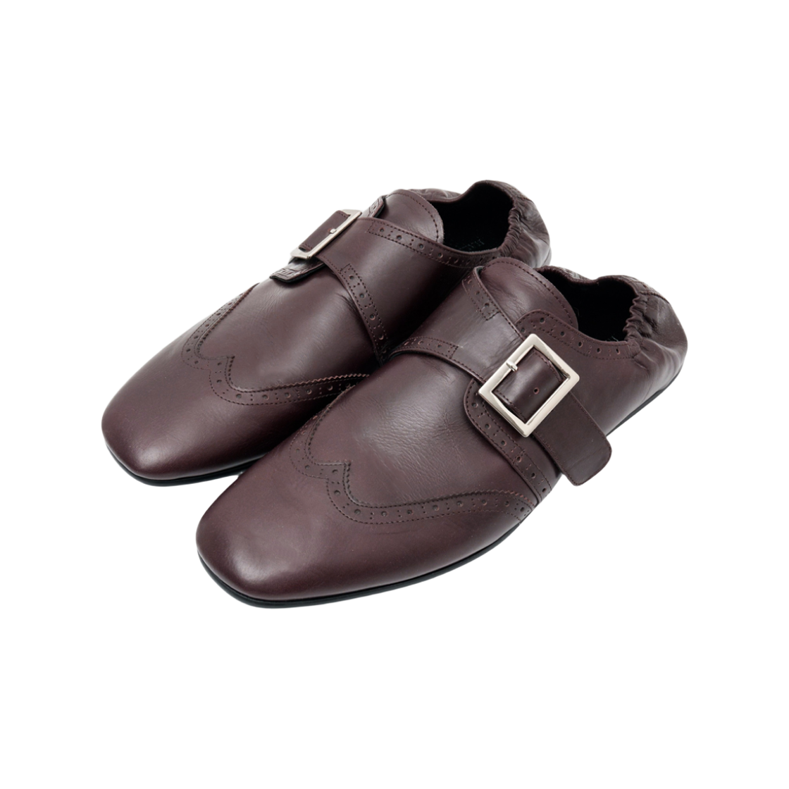 [프리오더] 알렌느 레더 브로그 몽크 플랫 버건디([프리오더] Haleine Leather Brogue Monk Flats Burgundy (WH404)) - 1
