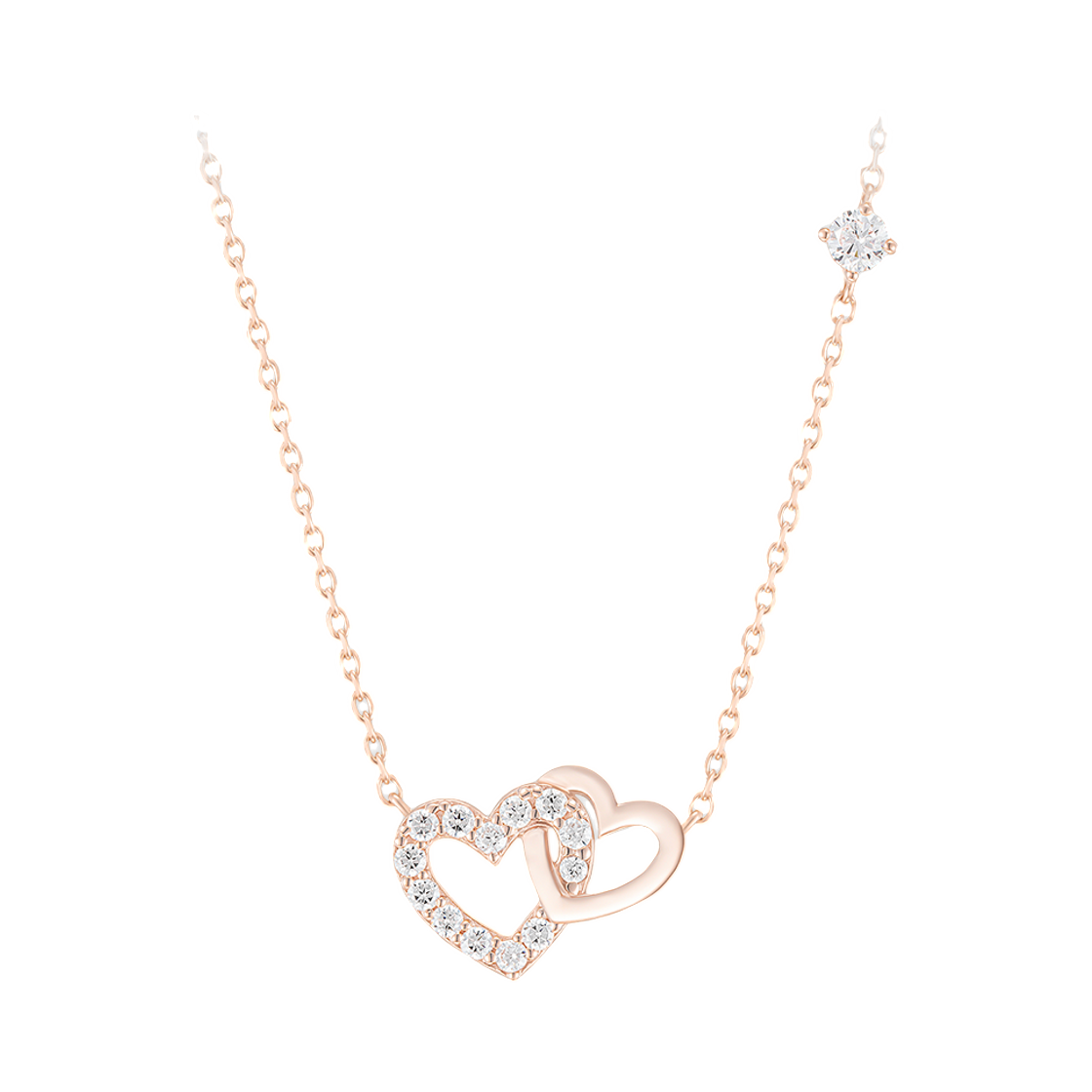 (W) 제이에스티나 더블 하트 네클리스 로즈 골드((W) J.Estina Double Heart Necklace Rose Gold)