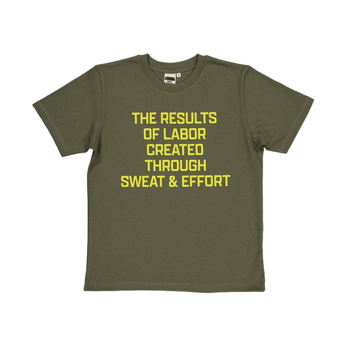 더블래버레토리 더 리절트 오브 레이버 타이포 티셔츠 카키(DOUBLELABORATORY The result of labor Typo T-Shirt Khaki)