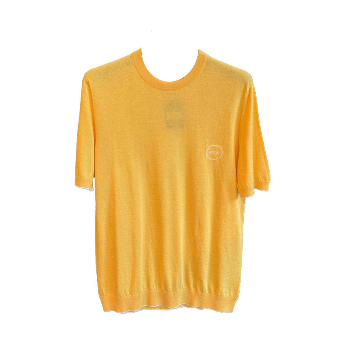 키톤 로고 니트 숏슬리브 티셔츠 옐로우(Kiton Logo Knit Short Sleeve T-Shirt Yellow)